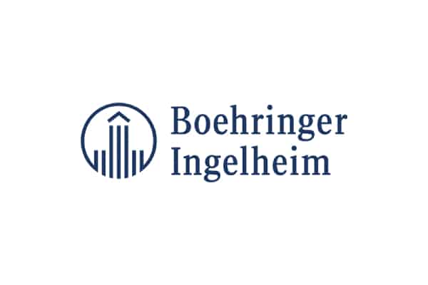 Logo de la société Boehringer Ingelheim sous fond blanc